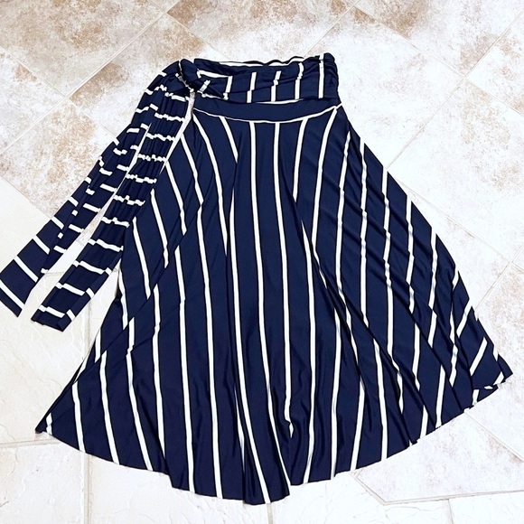 Elan 8 Way Convertible Multi Way Striped Jersey Dress Swim Coverup Blue White M - Picture 6 of 14